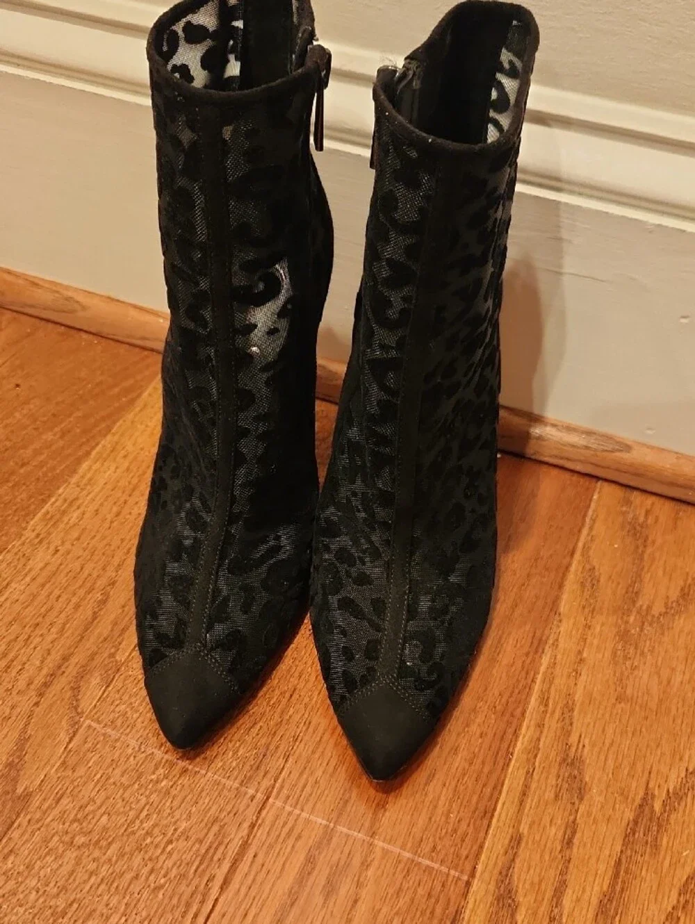 Jessica Simpson Black Leopard Mesh Ankle Booties